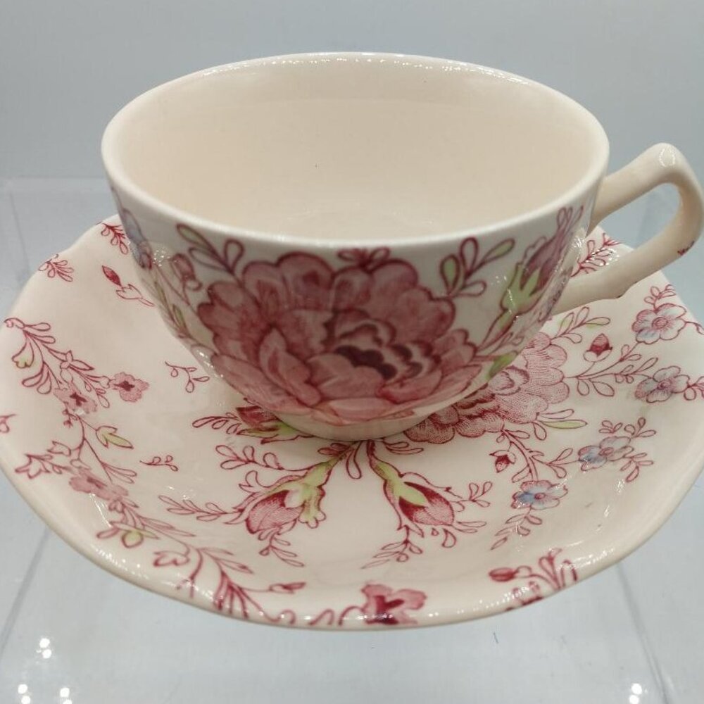 Johnson Bros Rose Chintz Cup & Saucer Set Hand Engraved Genuine Made In England